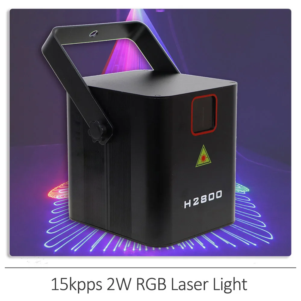Лазерный проектор 15kpps 2W RGB для дискотеки, диджея, лазерный проектор, сценический стробоскоп с дистанционным управлением DMX, эффект освещения на Рождество, фонари для праздника и Хэллоуина