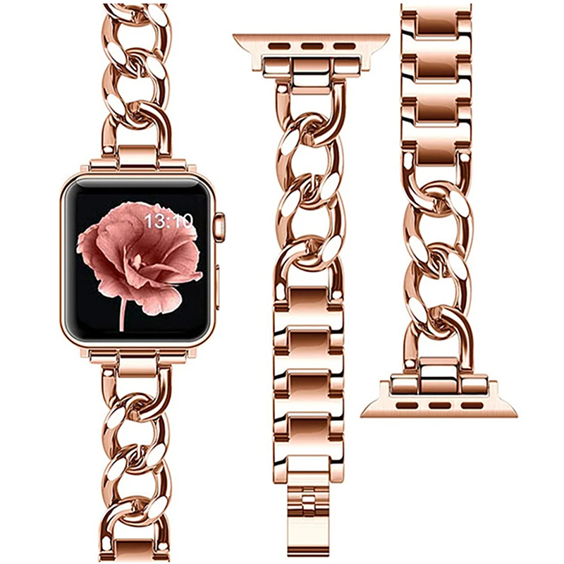 

Bracelet For Apple Watch SE Strap Series 6 7 Band 5 4 45mm 41mm 44mm 40mm Chain Stainless Steel Watchbands For iWatch 42mm 38mm