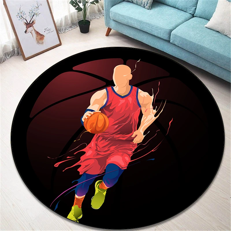 

Basketball Silhouette Round Carpet for Living Room for Children Floor Circle Rug Yoga Mat Bedroom Esports Chair Mat Dropshipping