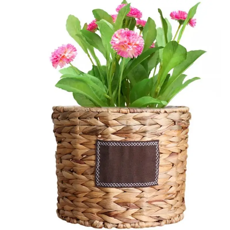 

Indoor Planter Basket Natural Hand Woven Flower Pots Gourd Grass Multi-Purpose Woven Organizer For Garden Bedroom Balcony