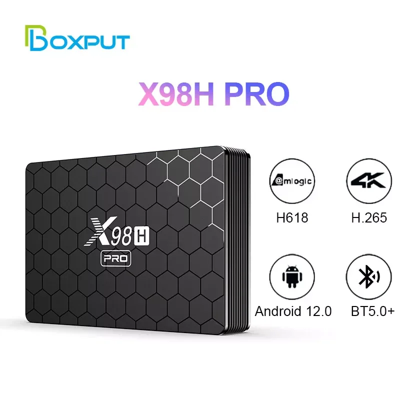 

Приставка Смарт-ТВ X98H PRO, 16 ГБ, 32 ГБ, 4 ГБ, 64 ГБ, Android 12, Allwinner H618 1000M BT5, двухдиапазонный Wifi6 1080P BT 6K медиаплеер, ТВ-приставка