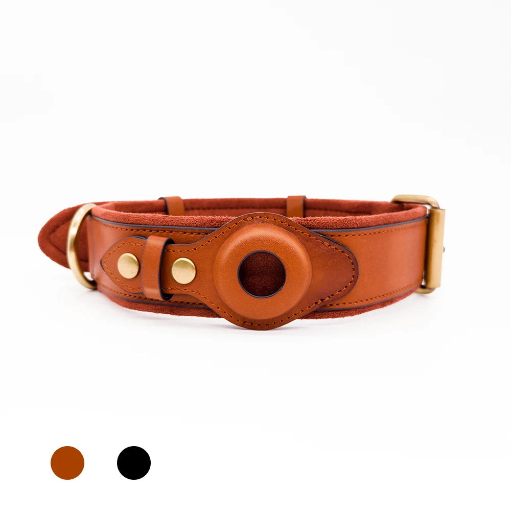 

Wholsale Custom Personalized Dog Collars Leather Adjustable Soft Luxury DesignerAirtag Dog Collar Leash Pet Accessories