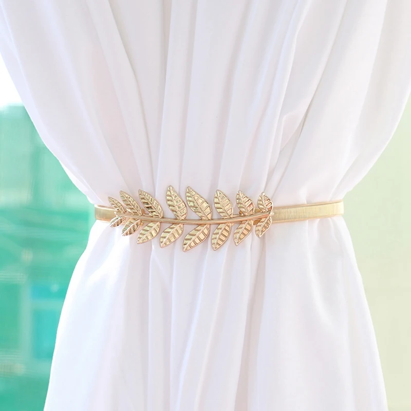 

4 Pack Curtain Tiebacks,Simple Leaves Curtain Clip Spring Soft Tie Rope Elastic Creative Hook Home Decor