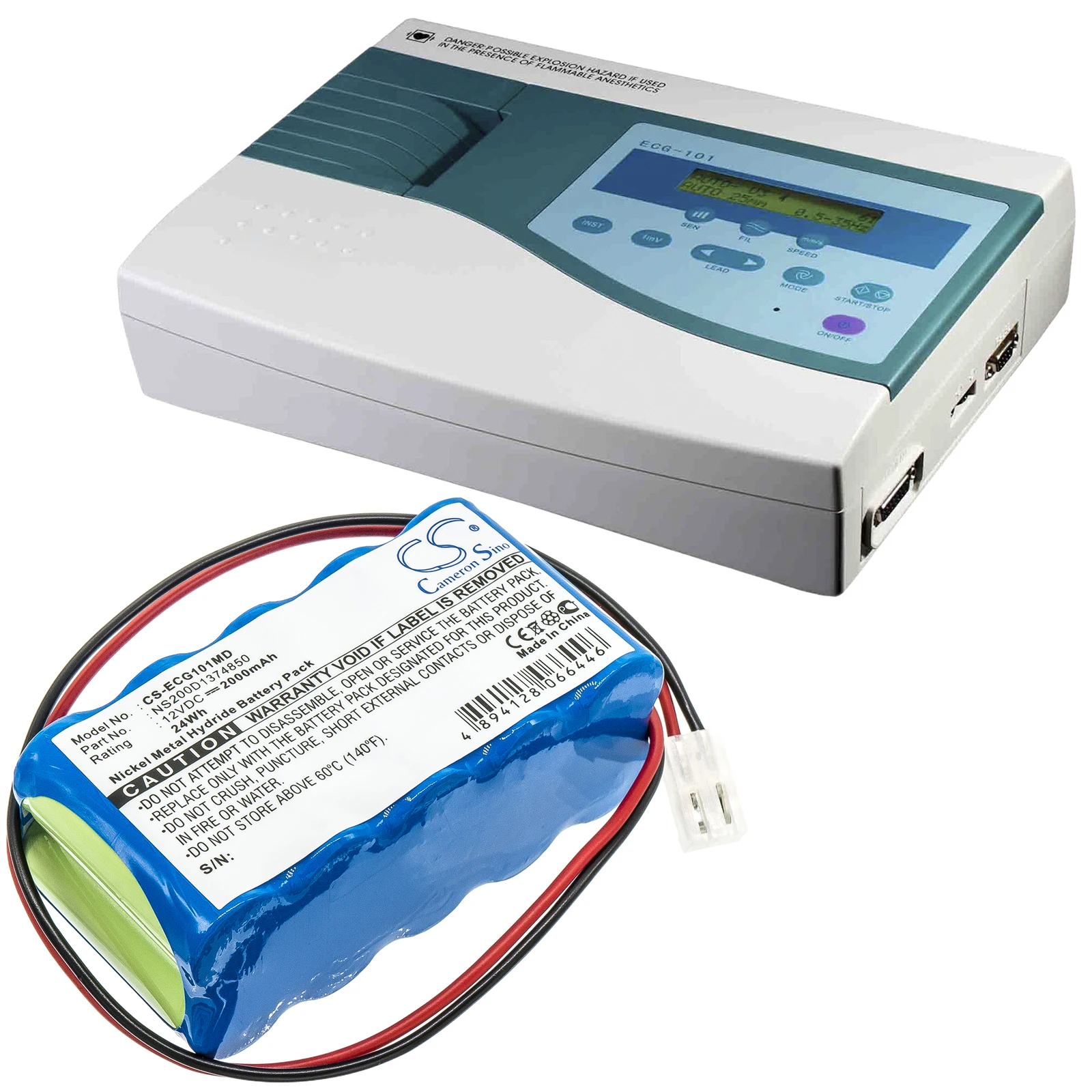 

Medical Battery For Biocare NS200D1374850 ECG-101 Ni-MH 12.00V 2000mAh/24.0Wh Green 83.84 * 43.69 * 33.87mm