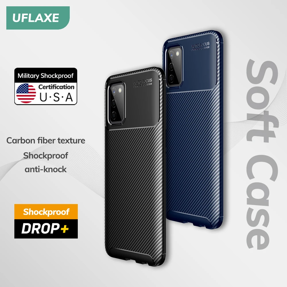 UFLAXE Original Shockproof Soft Silicone Case for Samsung Galaxy A51 A71 5G 5G A11 A31 Carbon Fiber Back Cover Casing