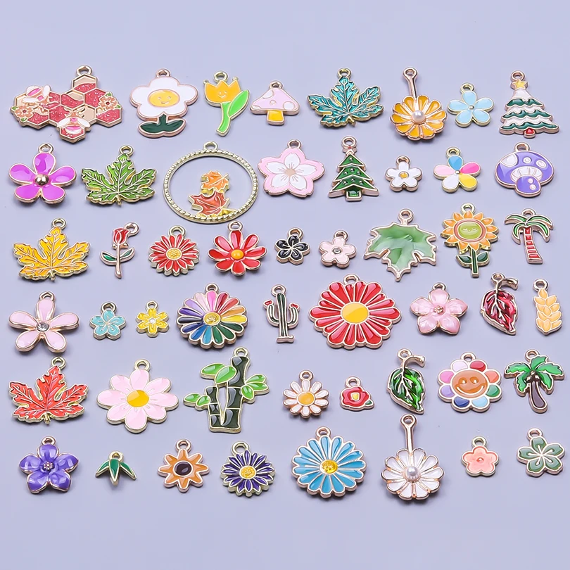 Эмалевые подвески цветок Маргаритка вишни Подсолнухи кленовый лист брелок