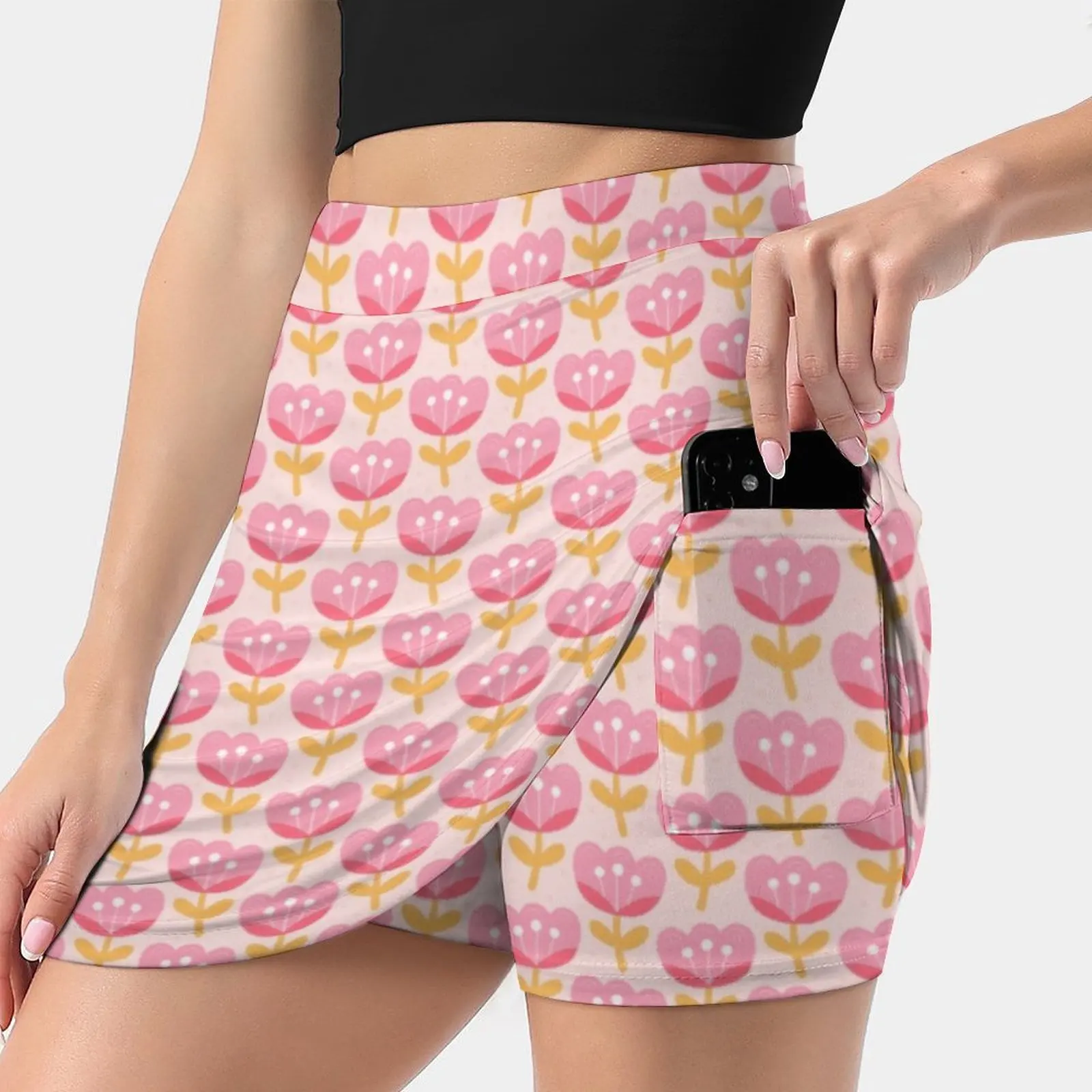 

Pink Spring Flowers Skirts Woman Fashion 2022 Pant Skirt Mini Skirts Office Short Skirt Pink Flower Flowers Pattern Cute Summer