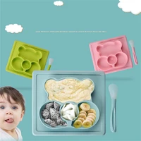 anti scald tableware baby learning plate silicon cartoon plate baby feeding bowl infants supplementary food box