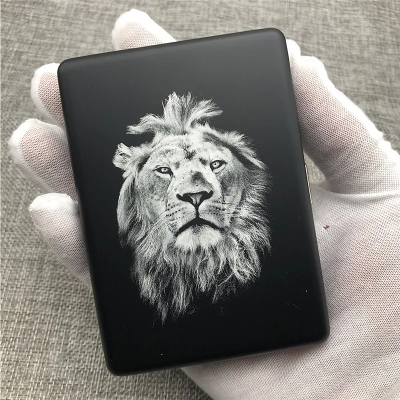 

DIY Universal Aluminium Alloy Cigarette Case Smoke King Lion Wolf Tiger Fit All Kinds Cigarettes Case Boxes Smoking Holder