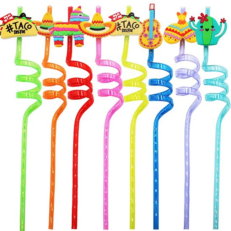 

8pcs Plastic Drinking Straw Reusable Animal traws For Kids Jungle Safari Birthday Party Decorations