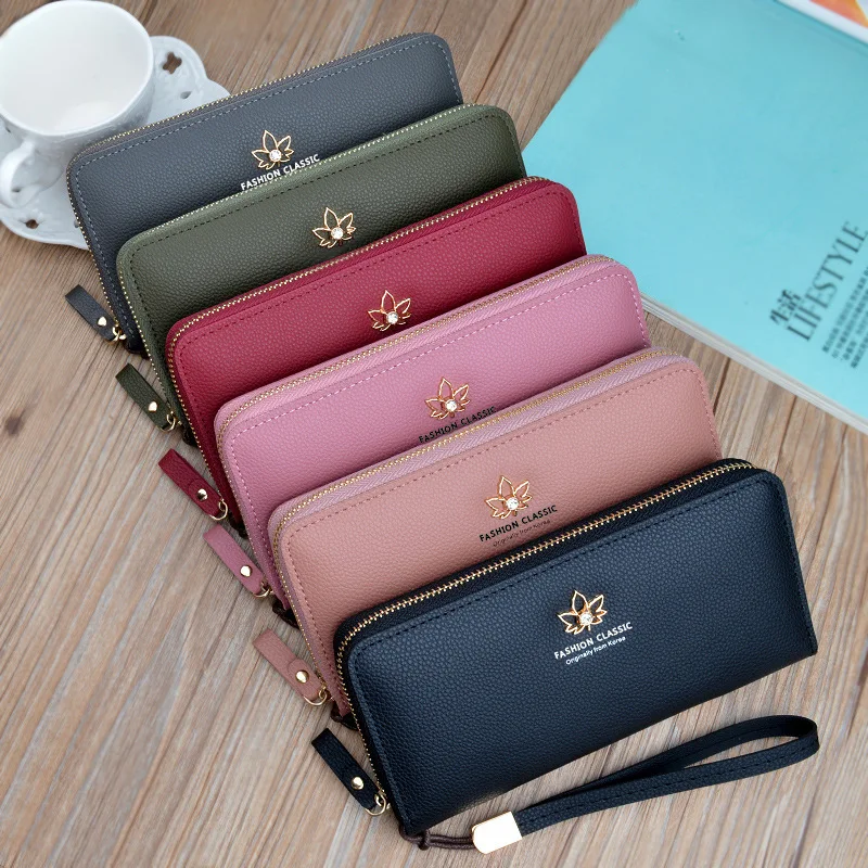 large capacity zipper wallet women long fashion womens clutch bag 2022 new mobile phone bag pu leather multi card coin purse free global shipping