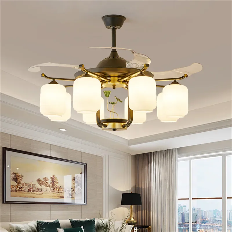 Современный Невидимый вентилятор AOSONG роскошный потолочный для гостиной