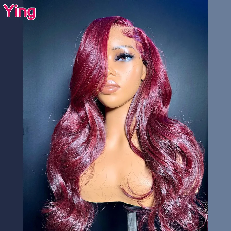 Ying Hair 200% Burgundy Omber Colored 13x4 Lace Front Wig Human Hair 13x6 Lace Front Wig PrePlucked 5x5 Transparent Lace Wig