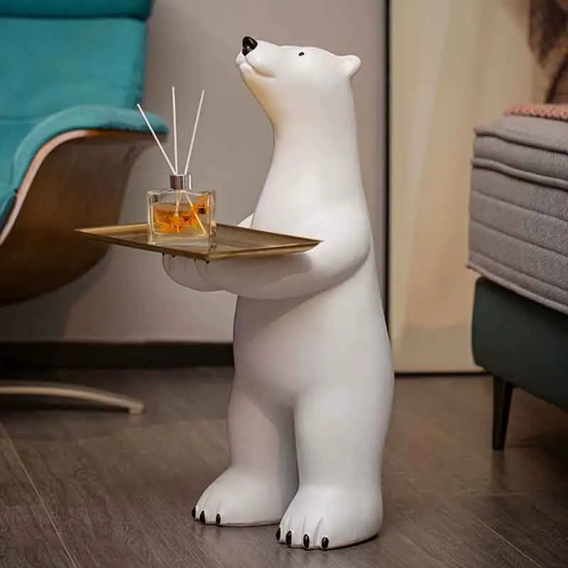 Декор для комнаты скульптура белого медведя украшения гостиной дивана бокового