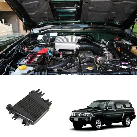 Автомобильный интеркулер, радиатор турбо Подходит для Nissan патруль Y61 ZD30 1997 л TD 2007-, верхнее крепление, алюминиевая пластина