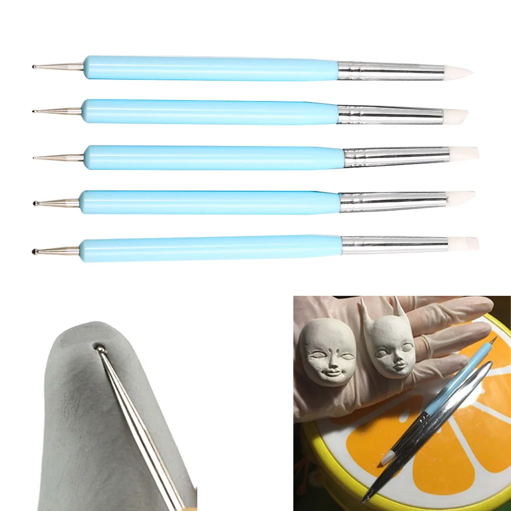 

5/10/15/25/50 Pieces Dotting Tools Set Paper Flower Brush Embossing Tool Multipurpose Nail Art Dotting Supply Silicone Brushes