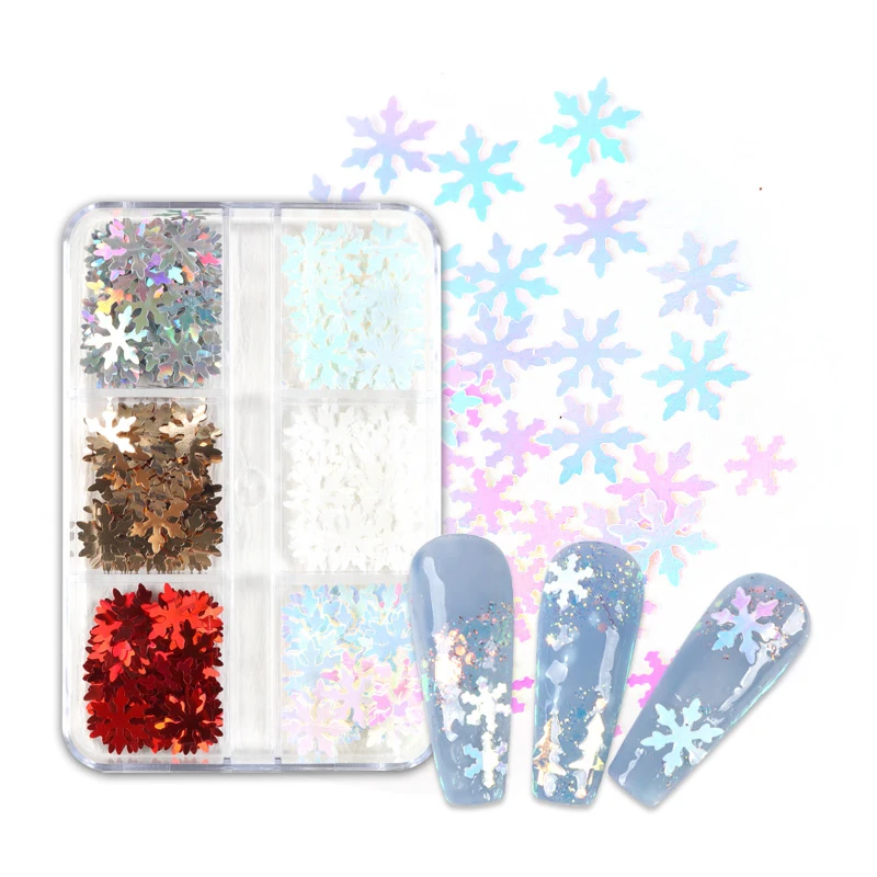 

Holographic Snowflake Nail Sequins Decorations Mermaid Glitter Flakes DIY Christmas Nail Supplies For Professional Accessories