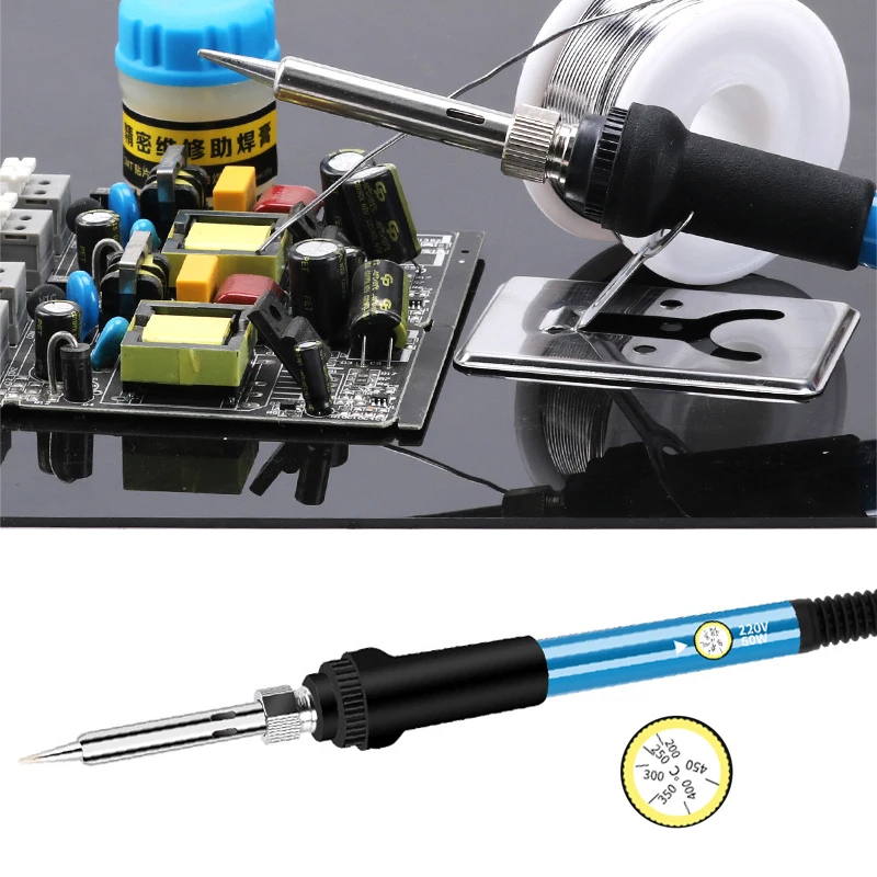 60W 220V/110V EU/US Adjustable Temperature Electric Soldering Iron Solder Tin Welding Solder Heating Nib Repair Tool images - 6