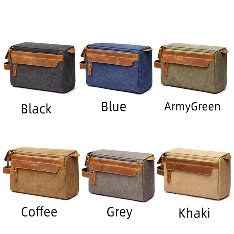 Men's Wash and Shaving Suit Bag New Retro Cowhide European American Style Travel Bag High Capacity Storage Portable Carrying Bag