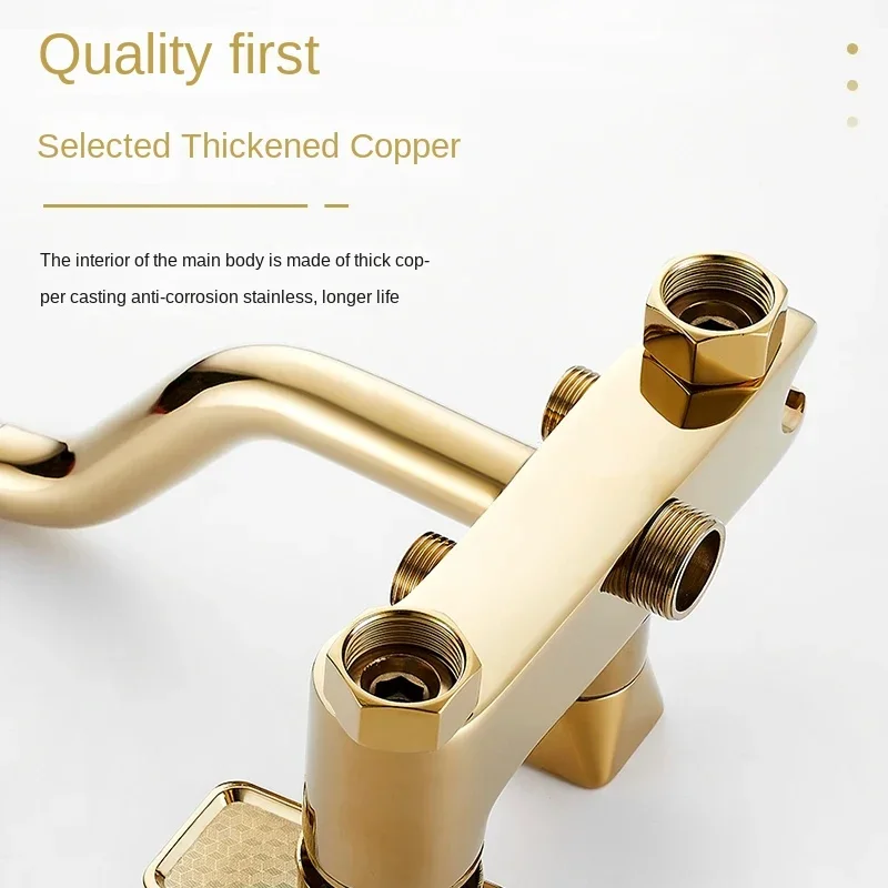 Роскошный Золотой смеситель для душа латунная дождевая Душевая система
