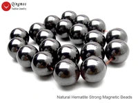 qingmos 18mm super luster round natural black hematite beads for jewelry making diy necklace bracelet earring strands 15 los848