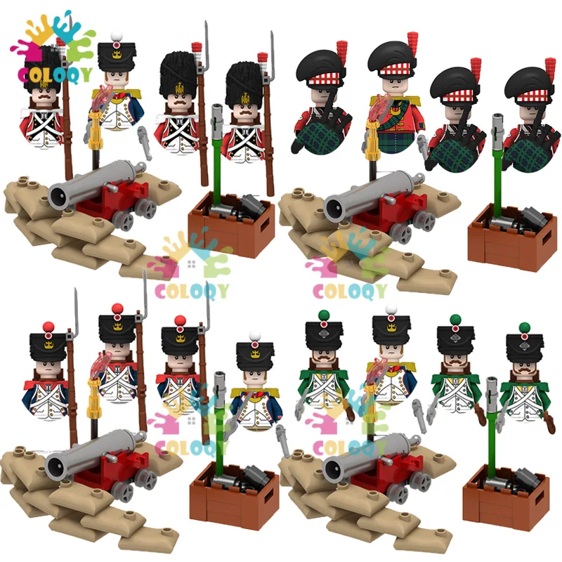 

Napoleonic Wars Military Soldiers Building Blocks Imperial Navy Figures French British Fusilier Rifles Weapons Toys For Kids