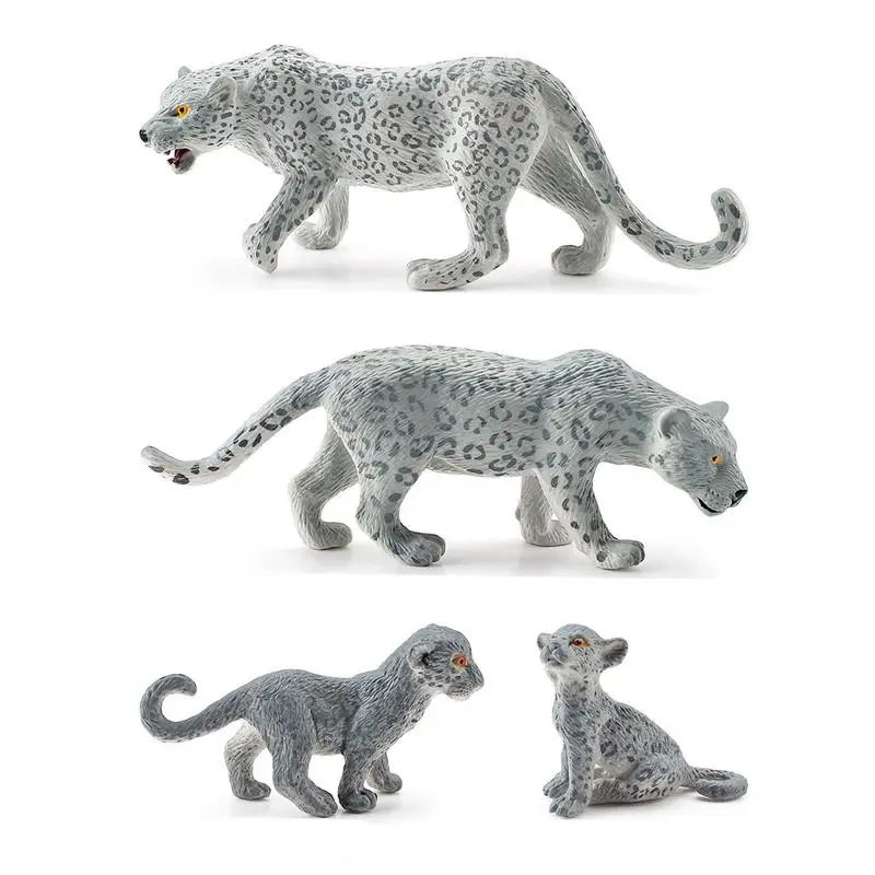 

Реалистичные леопарды из снега, 4 шт., статуэтки, подсветка, игровой набор, миниатюрные игрушки, животные джунглей, игрушки, топперы для торта