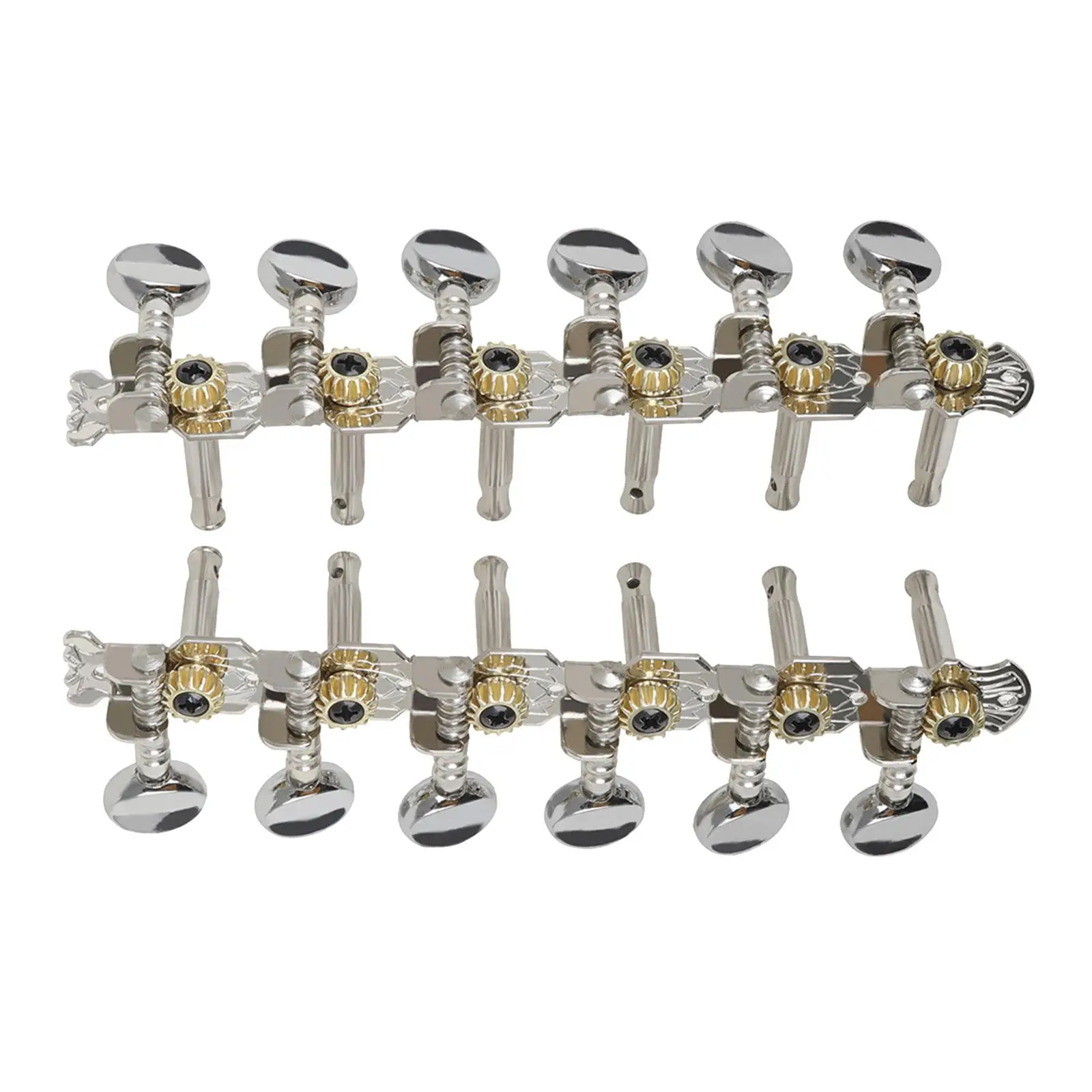 

Retro Guitar Tuning Pegs Chrome Plated 6+6 Round Machine Heads Guitar Accs