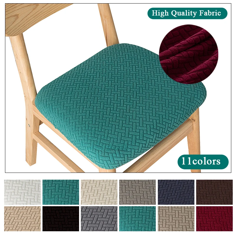 

Elastic Solid Color Jacquard Dining Chair Covers Chair Slipcover Dining Room Removable Dining Chair Seat Cover For Hotel Banquet