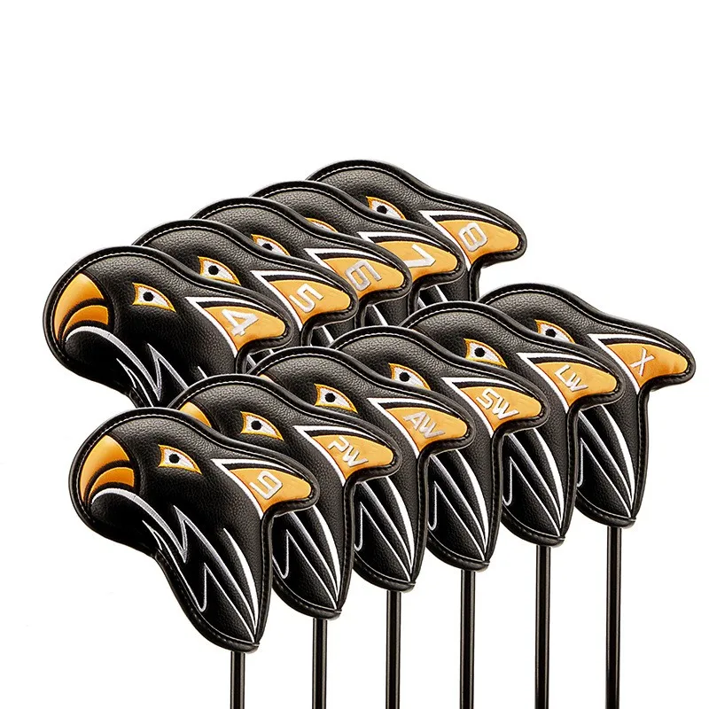 Golf iron cover high-grade PU club protective head cover 11 / set of eagle pattern club cap cover