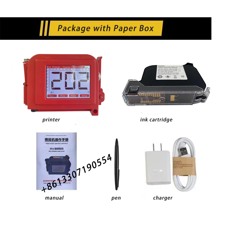 

WIFI Android Mobile Phone Variable QR Bar Batch Code Date Logo Expiry Label 12.7mm Portable Handheld Jet Thermal Inkjet Printer