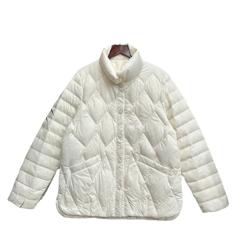 Winter New  Light Down Jacket Women's  2022 Fashion Slim White Duck Down Jacket Long Sleeve Solid Color Casual Warm Clothes H161