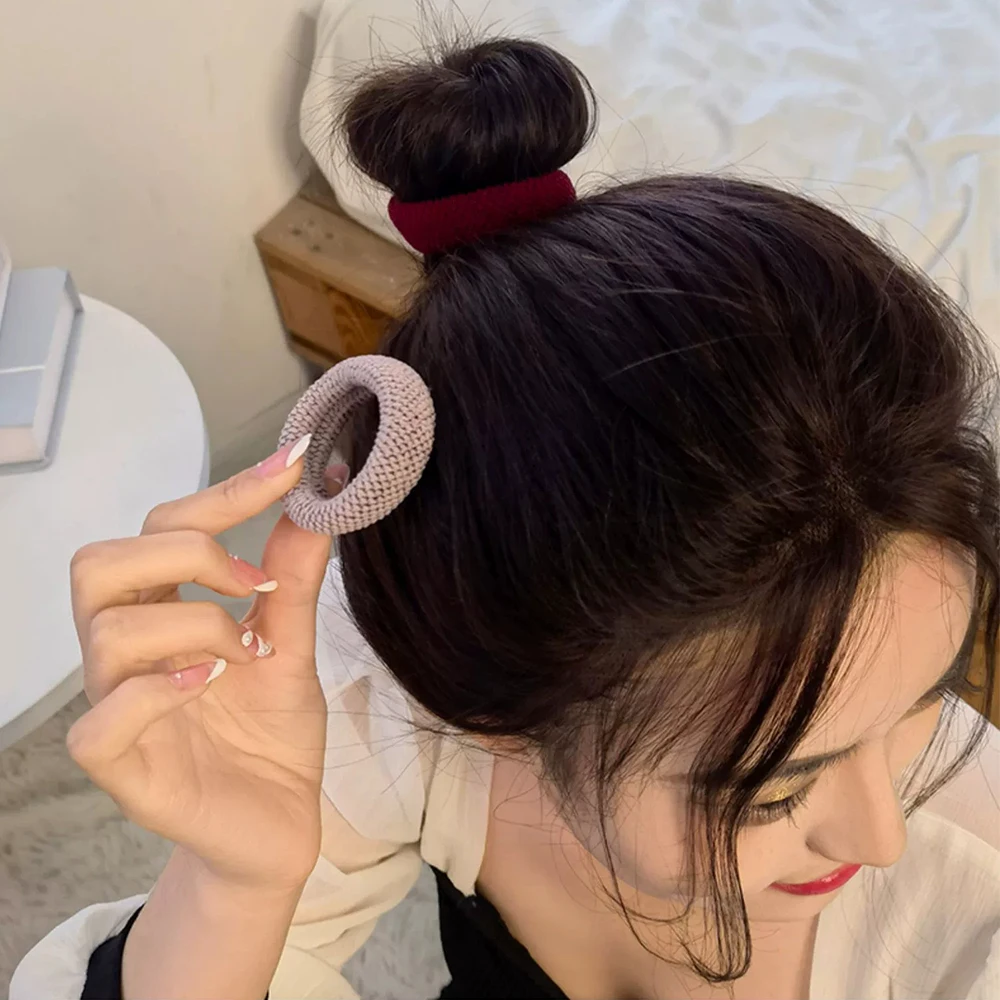 6Pcs Basic Simple Hair Bands Solid Color Seamless Wide Rubber Band for Women Girl High Elastic Scrunchie Accessories Holder |