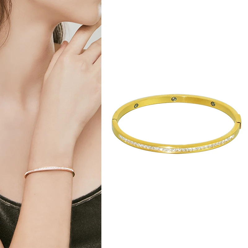

Titanium Stainless Steel Bracelet for Women Cuff Bangles Femme Bijoux Pulseira Fashion Charm Luxury Gold Color Punk