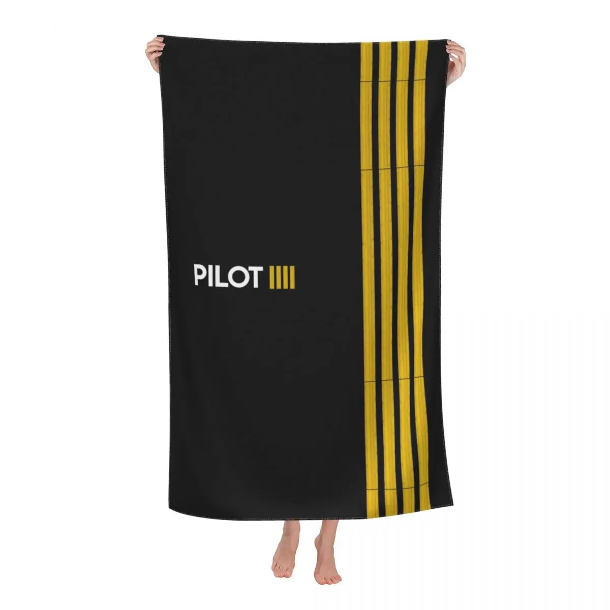 

Pilot Captain Stripes Soft Linen Microfiber Beach Bath Towel Quick Drying Aviation Airplane Aviator Bathroom Sports Towels