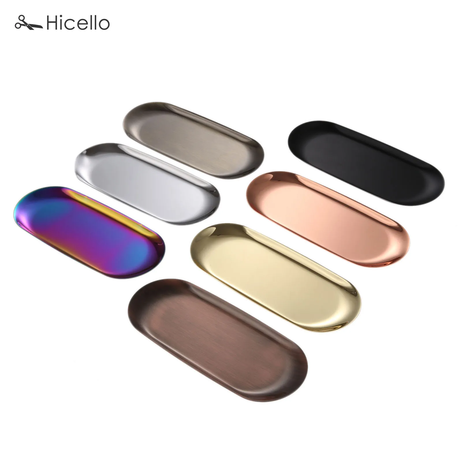 Candle Tray Stainless Steel Storage Plate Cosmetics Nordic Style Oval Aromatherapy small dish Rose Gold Silver Black Bronze