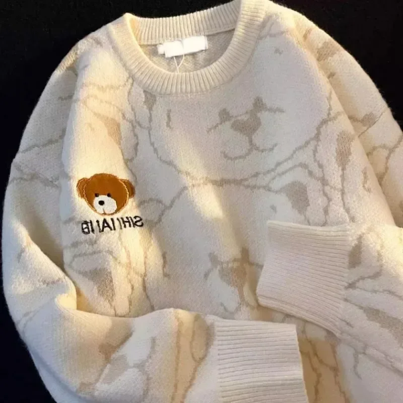 Винтажный свитер с медведем женская осенне-зимняя одежда модный джемпер