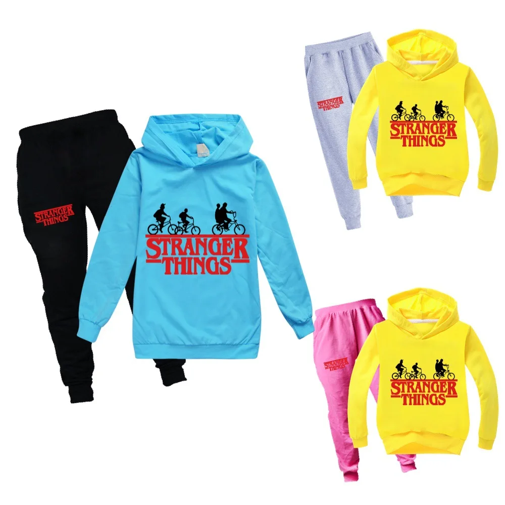 

Kids Clothing Long Sleeve Sports Suit Boys Girls Hoodies+Pants Tracksuits Stranger Things 4 Children Casual Clothes Sweatshirts