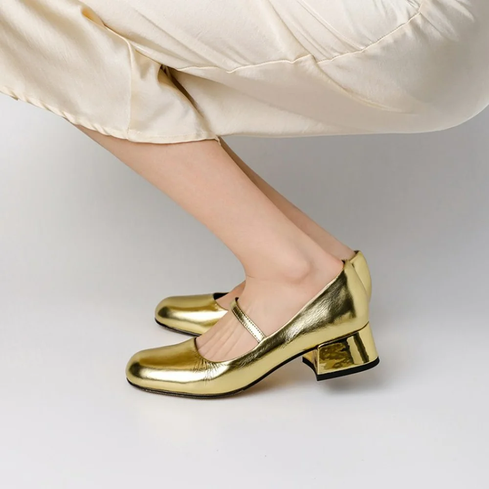 

Womens Vintage Round Toe Genuine Leather Rhinestones Crystal Mid Heel Pumps Shoes Black Gold Sliver Bling Luxury New 2022