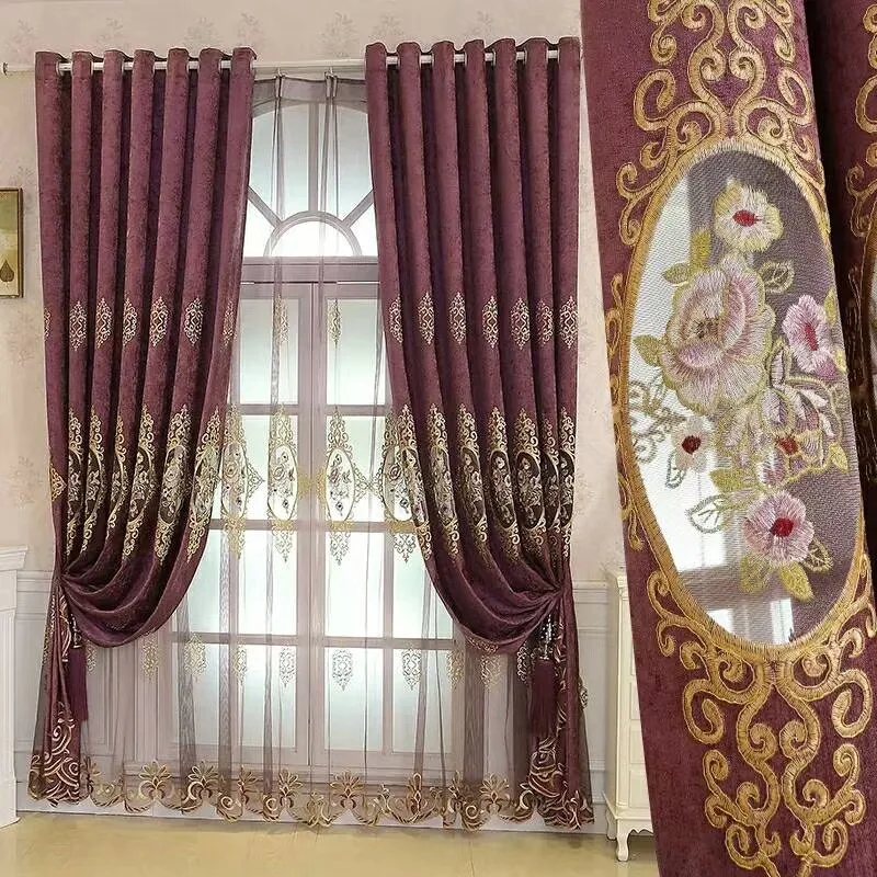 

New Product Recommendation European-style Chenille Embroidered Curtains Curtains for Living Room Luxury Curtains for Bedroom lxj