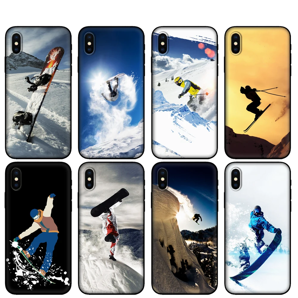 

Black tpu Case For Huawei Honor 8a Prime 8s Prime 9 Lite honor 9A 9C 9X Premium 9x Pro 9S Case Cover skiing Winter Snow