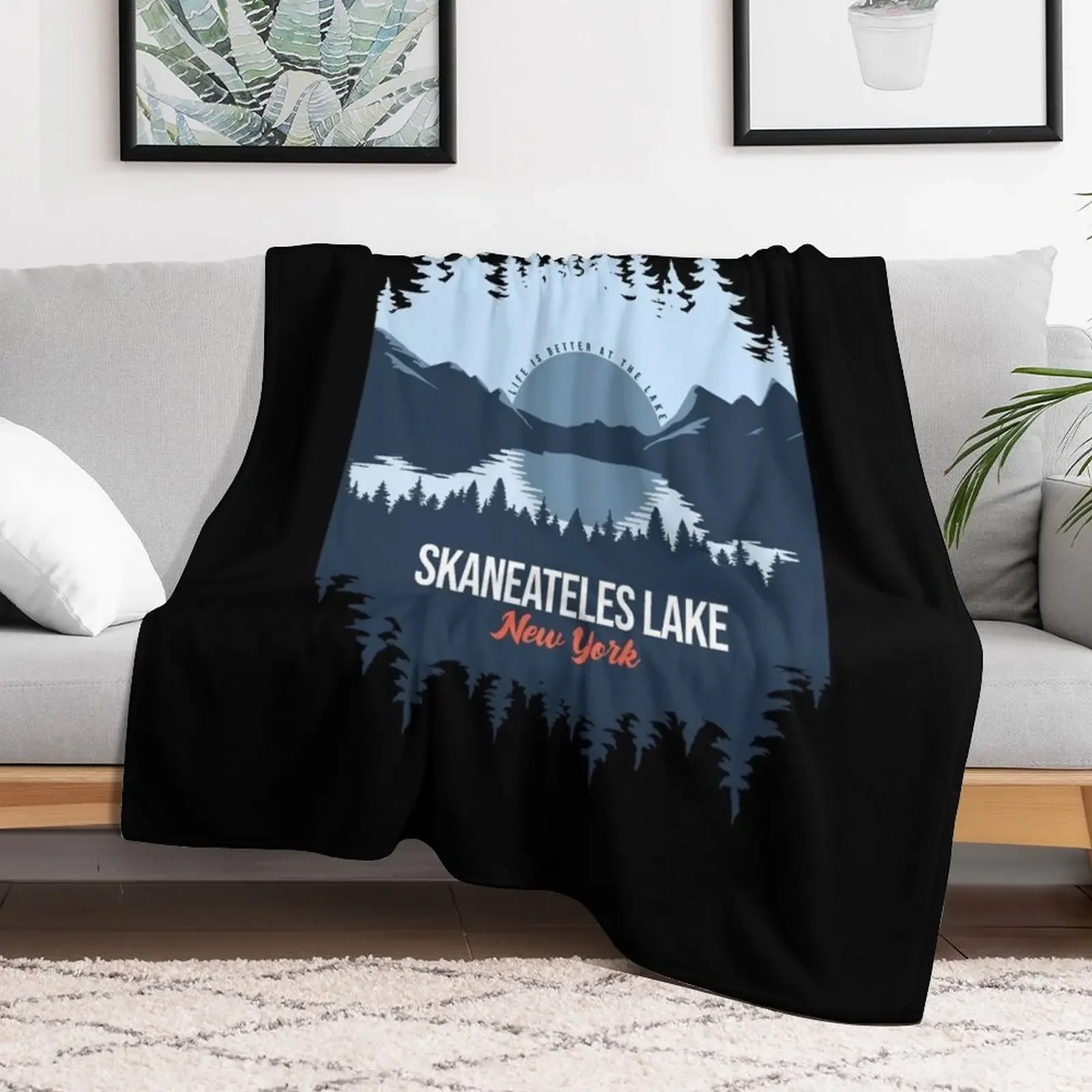 Skaneateles Lake New York с горным и сосновым деревом пледы покрывала волосатые мягкие