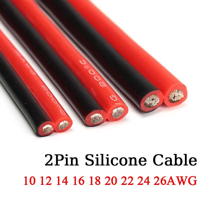 

Силиконовый кабель 2Pin 10 12 14 16 18 20 22 24 26 AWG 5м 10м 20м