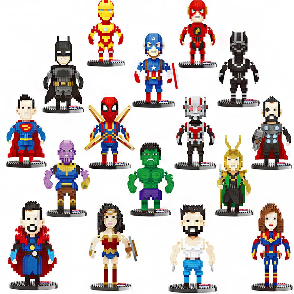 

Disney Avengers Superhero Series Building Blocks Iron Man Spiderman Thor Hulk Thanos Doctor Strange Action Figure Toys Kids Gift