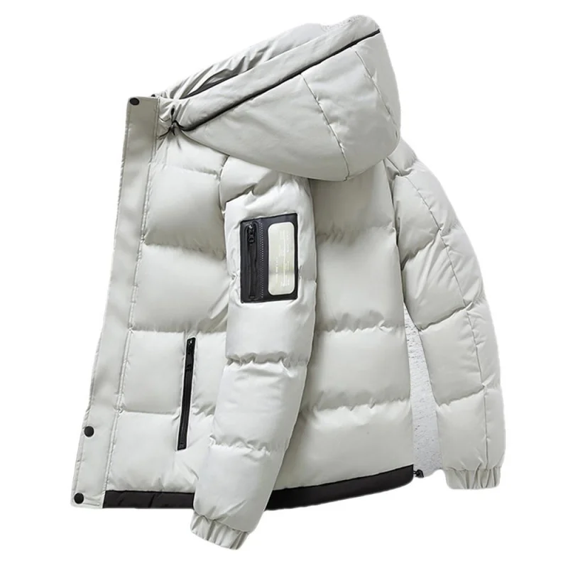2022 Winter Fashion Plain Outerwear Windproof Men's Parka Jacket Cotton Jacket Men's Casual Hooded Long Sleeve Down Jacket