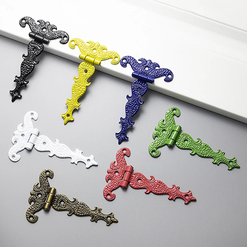 

1PCS Vintage Alloy Flower Shaped Vertical Hinge for Home Decoration Hardware European Style Box Connection Lotus Leaf Printed