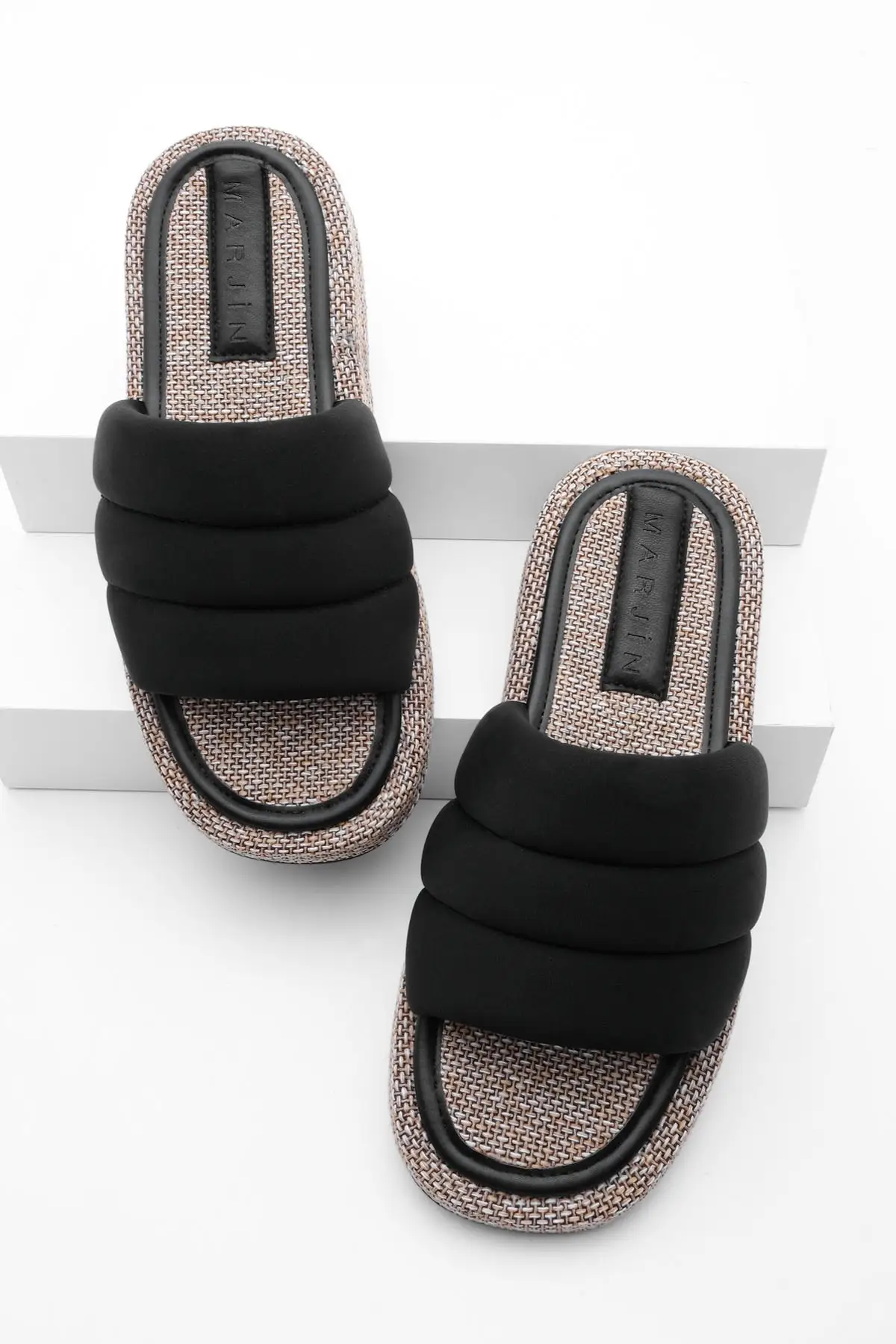 

Women's straw slippers Leno black