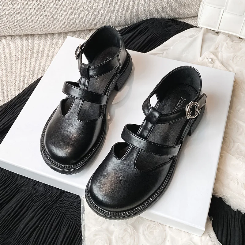 

Retro Thick Heel Women Sandals Hollow Out Breathable 2023 New Fashion Casual Simple All-match Solid Color Women Shoes Autumntime