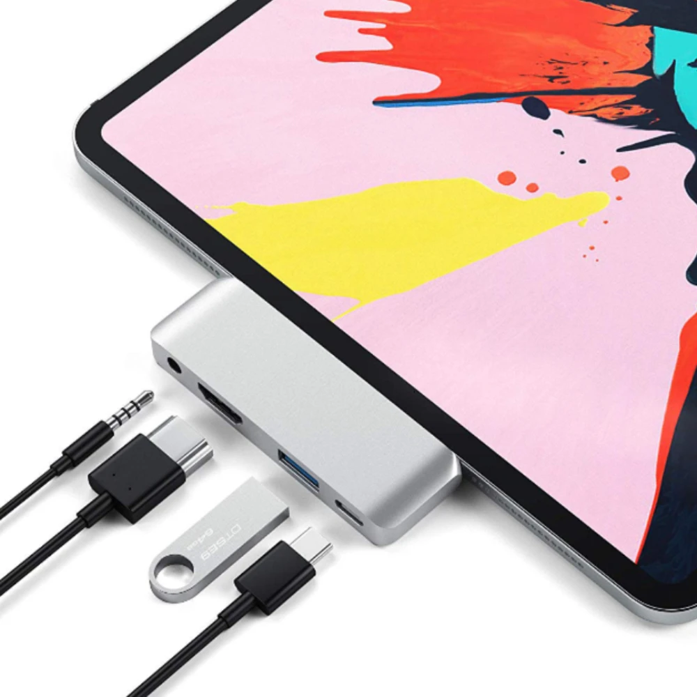 

USB Type-C адаптер для мобильного телефона Pro Hub с PD для быстрой зарядки USB 3,0/3,5 мм разъем для Наушников HDMI-совместим с 2020 IPad Pro
