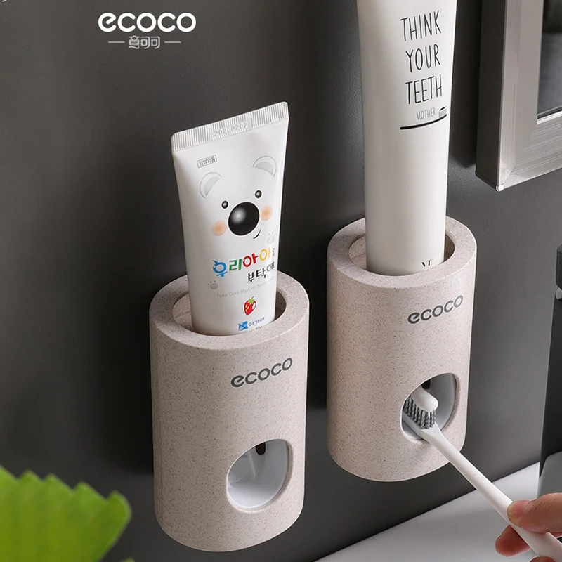 

Набор инструментов Ecoco для зубной пасты, полностью автоматический выдавливатель, настенная стойка для зубных щеток с присоской
